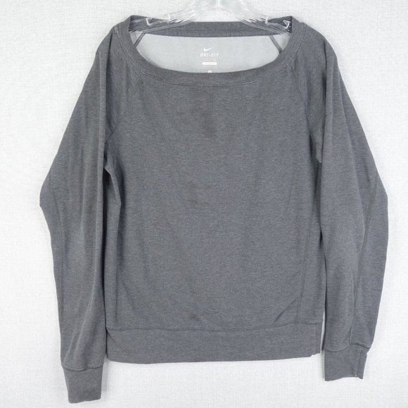 Nike Sweatshirt Womens Small Gray Long Sleeve Dri Fit Round Neck Stretch - Picture 1 of 9